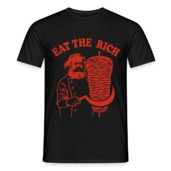 Eat the rich - Karl Marx Cartoon - Döner Kebab - Männer T-Shirt - Schwarz - Vorne - AI Model Male 178 light (178cm)
