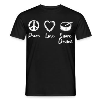 Peace Love Snare Drums - Men's T-Shirt - black - Front - AI Model Male 178 light (178cm)