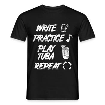 Writing Practice Playing the Tuba Repeat - Men's T-Shirt - black - Front - AI Model Male 178 light (178cm)