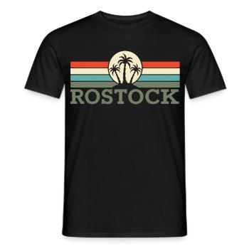 Rostock Retro Palms - Männer T-Shirt - Schwarz - Vorne - AI Model Male 178 light (178cm)