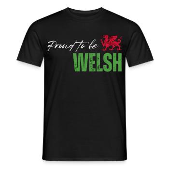 Proud Welsh, I love Wales - Men's T-Shirt - black - Front - AI Model Male 178 light (178cm)