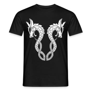 Weißer Drache mit zwei Köpfen - Männer T-Shirt - Schwarz - Vorne - AI Model Male 178 light (178cm)