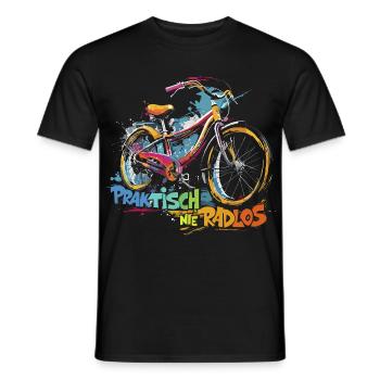 Buntes Fahrrad mit Spritz-Design - Männer T-Shirt - Schwarz - Vorne - AI Model Male 178 light (178cm)