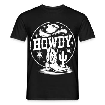 Western Cowboy Silhouette Design - Men's T-Shirt - black - Front - AI Model Male 178 light (178cm)