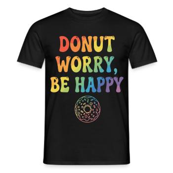 Donut Worry, Be Happy – Donut - Men's T-Shirt - black - Front - AI Model Male 178 light (178cm)
