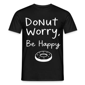 « Donut Worry, Be Happy – minimaliste - T-shirt homme - noir - Devant - AI Model Male 178 light (178cm)