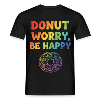 Donut Worry, Be Happy – Colorful Donut Design - Men's T-Shirt - black - Front - AI Model Male 178 light (178cm)