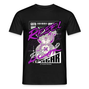 Rebel Bear Streetwear Shirt Graffiti Teddy Bär - Männer T-Shirt - Schwarz - Vorne - AI Model Male 178 light (178cm)