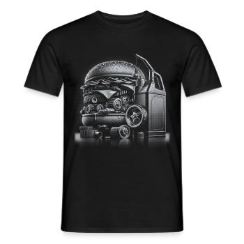 Vintage Food Truck Illustration T-Shirt - Men's T-Shirt - black - Front - AI Model Male 178 light (178cm)