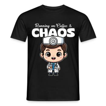 COURIR SUR LE CAFÉ ET LE CHAOS - DOCTOR GIFT - T-shirt homme - noir - Devant - AI Model Male 178 light (178cm)