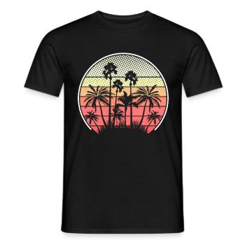 Tropical Sunset Palm Trees Silhouette - Men's T-Shirt - black - Front - AI Model Male 178 light (178cm)
