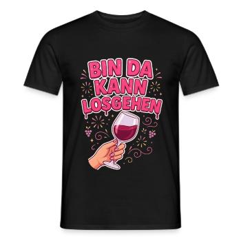 Bin da kann losgehen Weinglas Weinliebhaberin - Männer T-Shirt - Schwarz - Vorne - AI Model Male 178 light (178cm)