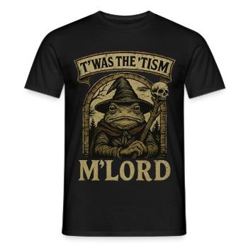 T’was the ‘Tism M’Lord Frog - Men's T-Shirt - black - Front - AI Model Male 178 light (178cm)