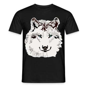 Yeux bleus de loup blanc - T-shirt homme - noir - Devant - AI Model Male 178 light (178cm)