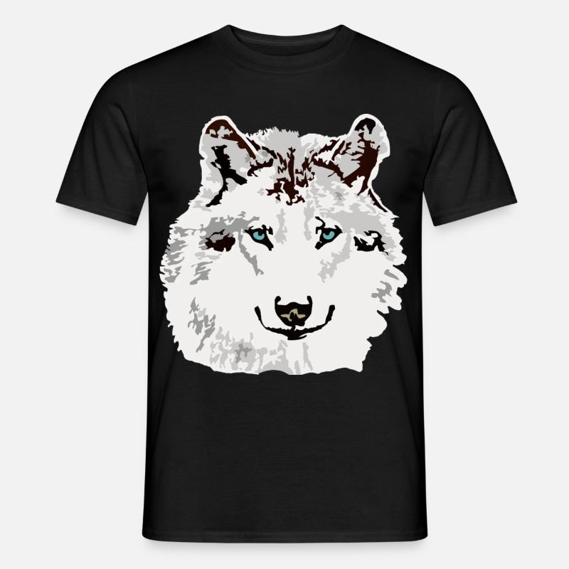 White wolf blue eyes - Men’s T-shirt - black