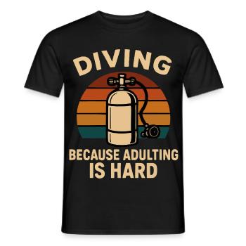 Diving Escape – When adulthood is annoying - Men's T-Shirt - black - Front - AI Model Male 178 light (178cm)