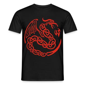 Roter keltischer Drache - Männer T-Shirt - Schwarz - Vorne - AI Model Male 178 light (178cm)