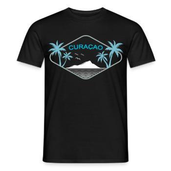 Insigne de rêve de l’île de Curaçao Logo des palmiers caribéens - T-shirt homme - noir - Devant - AI Model Male 178 light (178cm)