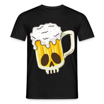 Skull and beer - Men's T-Shirt - black - Front - AI Model Male 178 light (178cm)