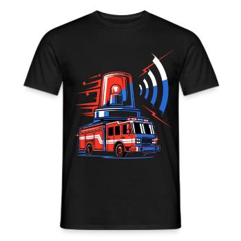 Fire truck with siren - Men's T-Shirt - black - Front - AI Model Male 178 light (178cm)