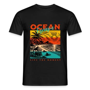 Vintage Beach T-Shirt – Ocean Escape Retro Design - Men's T-Shirt - black - Front - AI Model Male 178 light (178cm)