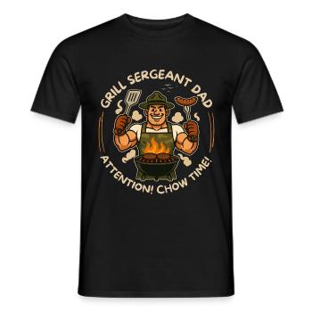 Muscle Grill Sergeant BBQ Lover Dad Chow Time - T-shirt homme - noir - Devant - AI Model Male 178 light (178cm)