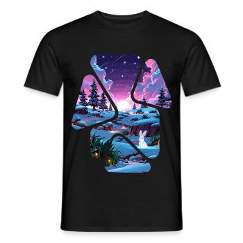 Landschaft Schnee Puzzle Fantasy - Weißes Kaninchen - Männer T-Shirt - Schwarz - Vorne - AI Model Male 178 light (178cm)