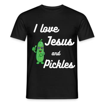 Pickles et Jésus Religieux - T-shirt homme - noir - Devant - AI Model Male 178 light (178cm)