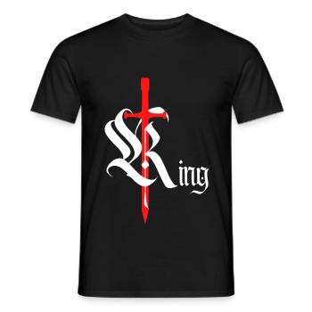 Gothic King Design mit schwertweißem Text - Männer T-Shirt - Schwarz - Vorne - AI Model Male 178 light (178cm)