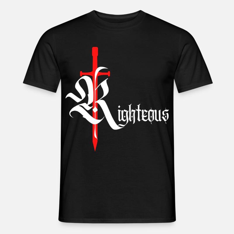 Gothique Righteous Design avec épée avec texte blanc - T-shirt homme - noir