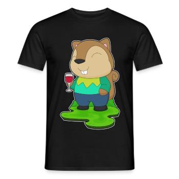 Squirrel Red Wine - Men's T-Shirt - black - Front - AI Model Male 178 light (178cm)