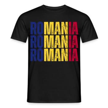 Romania flag, I love Romania - Men's T-Shirt - black - Front - AI Model Male 178 light (178cm)