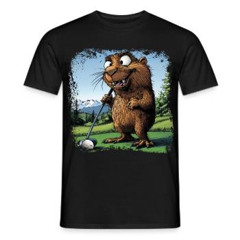 Golfspieler Murmeltier - Männer T-Shirt - Schwarz - Vorne - AI Model Male 178 light (178cm)