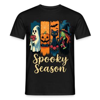 Spooky Season x Pink Ribbon Mashup - Men's T-Shirt - black - Front - AI Model Male 178 light (178cm)