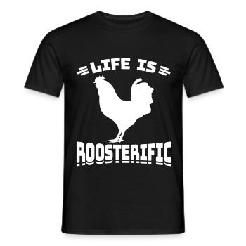 Life is Roosterific - Männer T-Shirt - Schwarz - Vorne - AI Model Male 178 light (178cm)