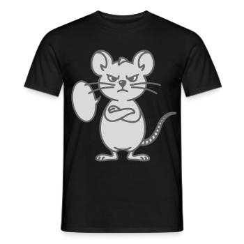 Mouse with crossed arms and speech bubble - Men's T-Shirt - black - Front - AI Model Male 178 light (178cm)