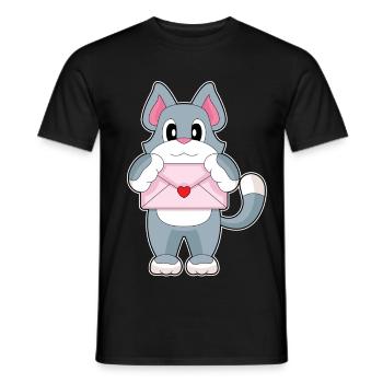 Katze Liebesbrief - Männer T-Shirt - Schwarz - Vorne - AI Model Male 178 light (178cm)