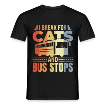 I Brake for Cats and Bus Stops - Men's T-Shirt - black - Front - AI Model Male 178 light (178cm)