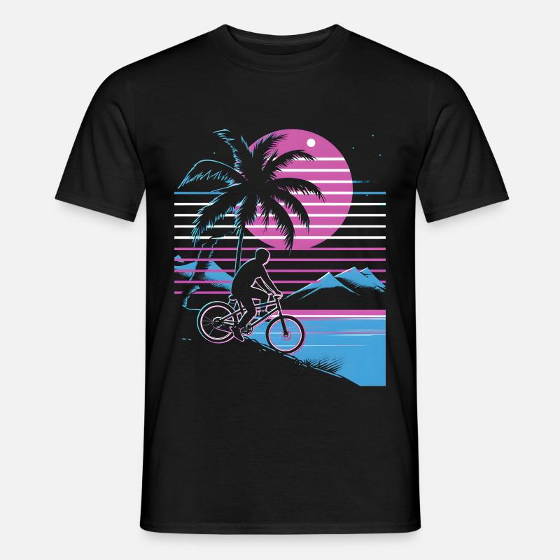 Mountain Biking Synthwave - Men’s T-shirt - black