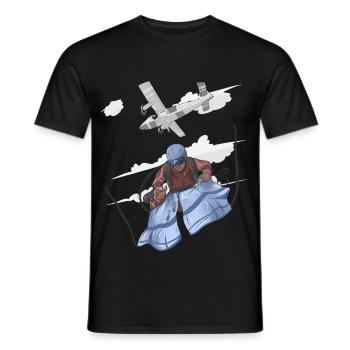 Luftschirmsprung Pilot Illustration - Männer T-Shirt - Schwarz - Vorne - AI Model Male 178 light (178cm)