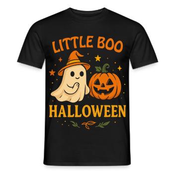 Little Boo Ghost mit Kürbis Halloween Motiv - Männer T-Shirt - Schwarz - Vorne - AI Model Male 178 light (178cm)