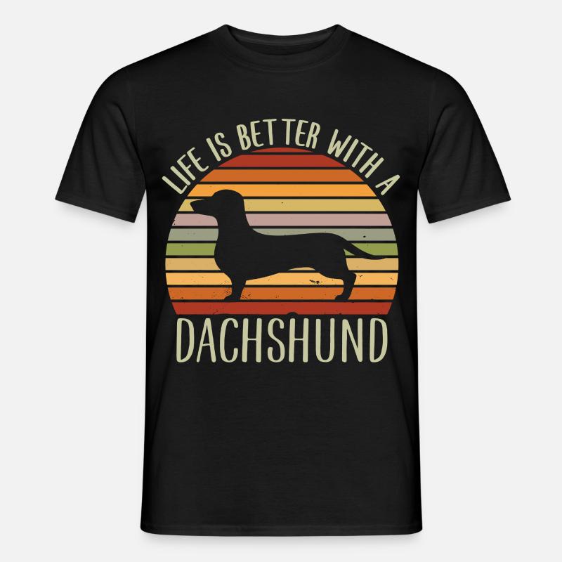Das Leben ist besser mit einem Dackel - Männer T-Shirt - Schwarz