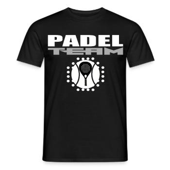 Padel Racket Design with Modern Style - Men's T-Shirt - black - Front - AI Model Male 178 light (178cm)