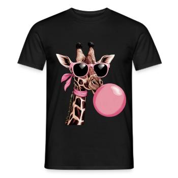 Lustige rosa Giraffe mit Brille und Blase - Männer T-Shirt - Schwarz - Vorne - AI Model Male 178 light (178cm)