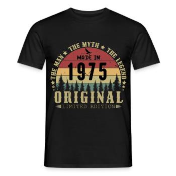 1975 Vintage Original 1975 Birthday Gift - Men's T-Shirt - black - Front - AI Model Male 178 light (178cm)