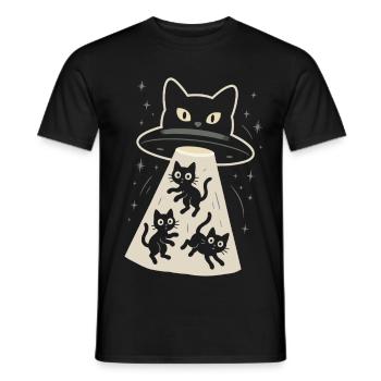 Chat, OVNI, Drôles de chatons et extraterrestres - T-shirt homme - noir - Devant - AI Model Male 178 light (178cm)