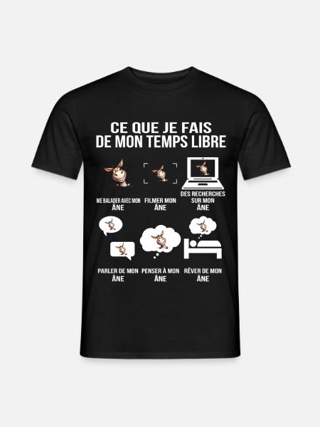 Was ich in meiner Freizeit mache Esel - Männer T-Shirt - Schwarz