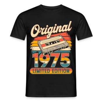 50th Birthday Man Woman 50 Years Decoration 1975 Gesche - Men's T-Shirt - black - Front - AI Model Male 178 light (178cm)