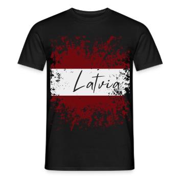 Grunge Latvian flag, I love Latvia - Men's T-Shirt - black - Front - AI Model Male 178 light (178cm)
