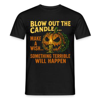 Citrouille d’Halloween effrayante avec bougie - T-shirt homme - noir - Devant - AI Model Male 178 light (178cm)